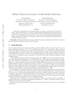 Efficient Matrix Factorization Via Householder Reflections