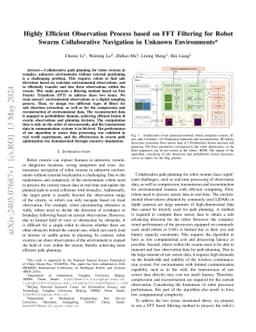 Highly Efficient Observation Process based on FFT Filtering for Robot Swarm Collaborative Navigation in Unknown Environments