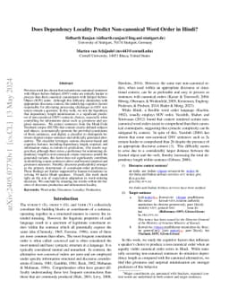 Does Dependency Locality Predict Non-canonical Word Order in Hindi?
