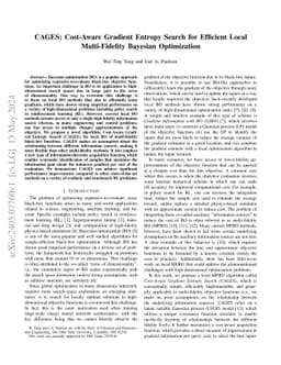 CAGES: Cost-Aware Gradient Entropy Search for Efficient Local
  Multi-Fidelity Bayesian Optimization