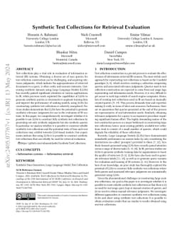 Synthetic Test Collections for Retrieval Evaluation
