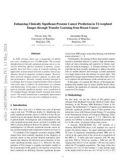 Enhancing Clinically Significant Prostate Cancer Prediction in
  T2-weighted Images through Transfer Learning from Breast Cancer