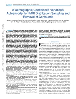 A Demographic-Conditioned Variational Autoencoder for fMRI Distribution
  Sampling and Removal of Confounds