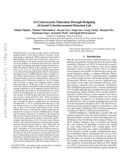 AI-Cybersecurity Education Through Designing AI-based Cyberharassment
  Detection Lab