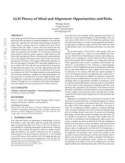 LLM Theory of Mind and Alignment: Opportunities and Risks