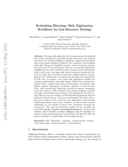 Rethinking Histology Slide Digitization Workflows for Low-Resource
  Settings