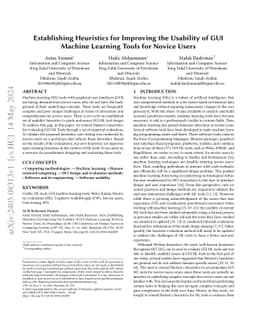 Establishing Heuristics for Improving the Usability of GUI Machine
  Learning Tools for Novice Users