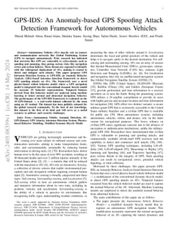 GPS-IDS: An Anomaly-based GPS Spoofing Attack Detection Framework for
  Autonomous Vehicles