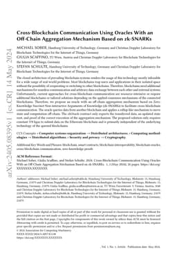 Cross-Blockchain Communication Using Oracles With an Off-Chain
  Aggregation Mechanism Based on zk-SNARKs