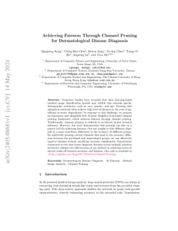 Achieving Fairness Through Channel Pruning for Dermatological Disease
  Diagnosis