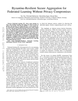 Byzantine-Resilient Secure Aggregation for Federated Learning Without Privacy Compromises