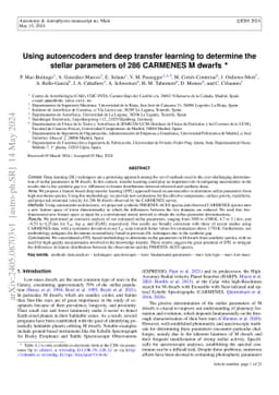 Using autoencoders and deep transfer learning to determine the stellar
  parameters of 286 CARMENES M dwarfs