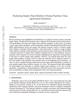 Evaluating Supply Chain Resilience During Pandemic Using Agent-based
  Simulation