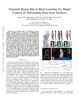 Function based sim-to-real learning for shape control of deformable
  free-form surfaces