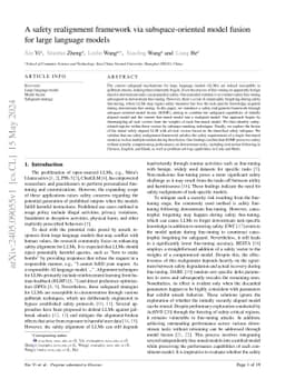 A safety realignment framework via subspace-oriented model fusion for
  large language models