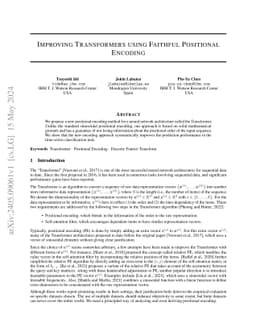 Improving Transformers using Faithful Positional Encoding