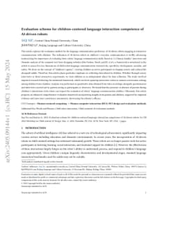 Evaluation scheme for children-centered language interaction competence
  of AI-driven robots