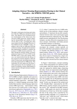 Adapting Abstract Meaning Representation Parsing to the Clinical
  Narrative -- the SPRING THYME parser