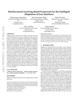 Reinforcement Learning-Based Framework for the Intelligent Adaptation of
  User Interfaces