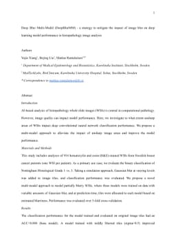 Deep Blur Multi-Model (DeepBlurMM) -- a strategy to mitigate the impact
  of image blur on deep learning model performance in histopathology image
  analysis