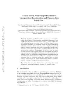 Vision-Based Neurosurgical Guidance: Unsupervised Localization and
  Camera-Pose Prediction