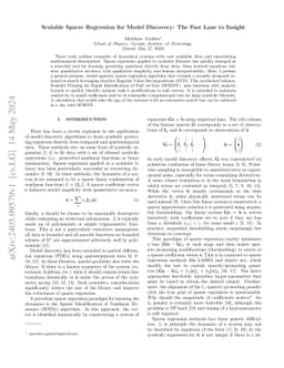 Scalable Sparse Regression for Model Discovery: The Fast Lane to Insight