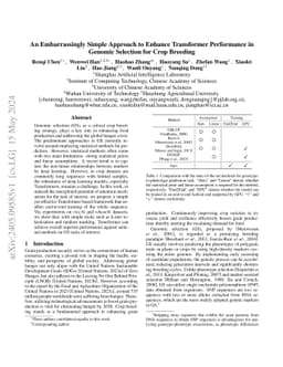 An Embarrassingly Simple Approach to Enhance Transformer Performance in
  Genomic Selection for Crop Breeding