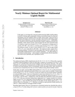 Nearly Minimax Optimal Regret for Multinomial Logistic Bandit