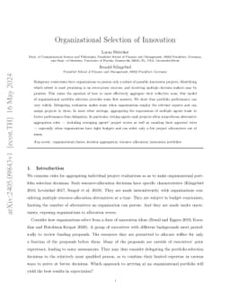 Organizational Selection of Innovation
