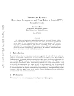 Hyperplane Arrangements and Fixed Points in Iterated PWL Neural Networks