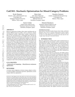 CatCMA : Stochastic Optimization for Mixed-Category Problems