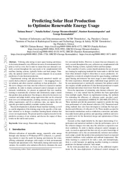 Predicting Solar Heat Production to Optimize Renewable Energy Usage