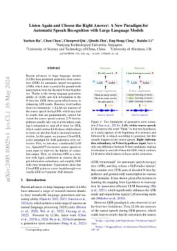 Listen Again and Choose the Right Answer: A New Paradigm for Automatic
  Speech Recognition with Large Language Models