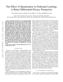 The Effect of Quantization in Federated Learning: A Rényi Differential
  Privacy Perspective