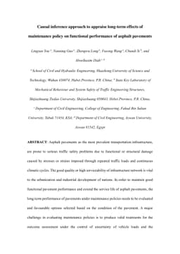 Causal inference approach to appraise long-term effects of maintenance
  policy on functional performance of asphalt pavements