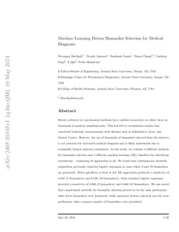 Machine Learning Driven Biomarker Selection for Medical Diagnosis