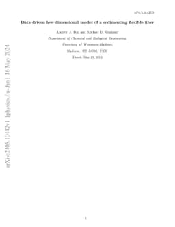 Data-driven low-dimensional model of a sedimenting flexible fiber