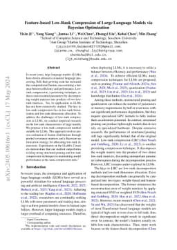 Adaptive Feature-based Low-Rank Compression of Large Language Models via Bayesian Optimization