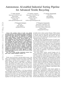Autonomous AI-enabled Industrial Sorting Pipeline for Advanced Textile
  Recycling