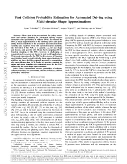 Fast Collision Probability Estimation for Automated Driving using
  Multi-circular Shape Approximations