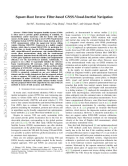 Square-Root Inverse Filter-based GNSS-Visual-Inertial Navigation