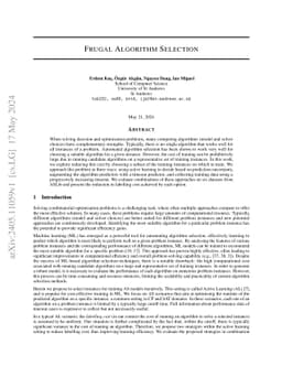 Frugal Algorithm Selection