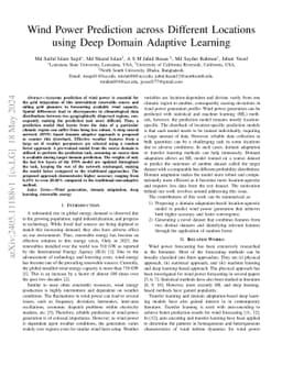 Wind Power Prediction across Different Locations using Deep Domain
  Adaptive Learning