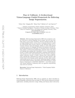 Fuse & Calibrate: A bi-directional Vision-Language Guided Framework for
  Referring Image Segmentation