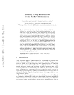 Assessing Group Fairness with Social Welfare Optimization