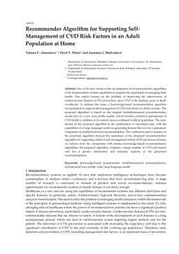 Recommender Algorithm for Supporting Self-Management of CVD Risk Factors
  in an Adult Population at Home