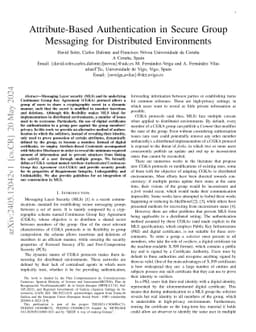 Attribute-Based Authentication in Secure Group Messaging for Distributed
  Environments