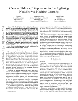 Channel Balance Interpolation in the Lightning Network via Machine
  Learning