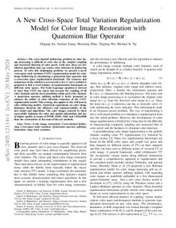 A New Cross-Space Total Variation Regularization Model for Color Image Restoration with Quaternion Blur Operator