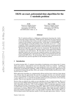 EKM: An exact, polynomial-time algorithm for the $K$-medoids problem